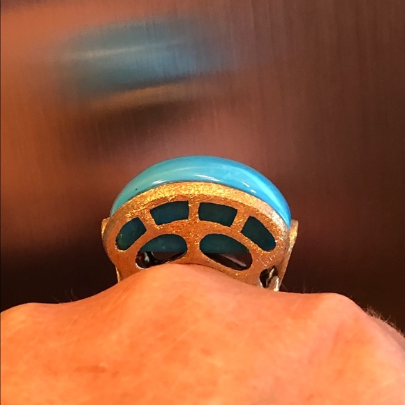 Blue Howlite Gold Statement Ring - Picture 6 of 15